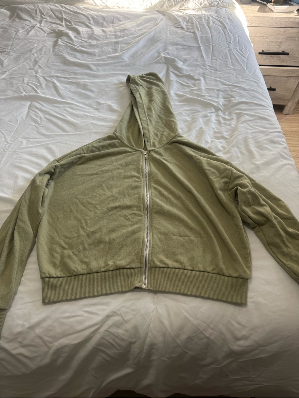 Forever 21 Olive Green Zip-Up Hoodie